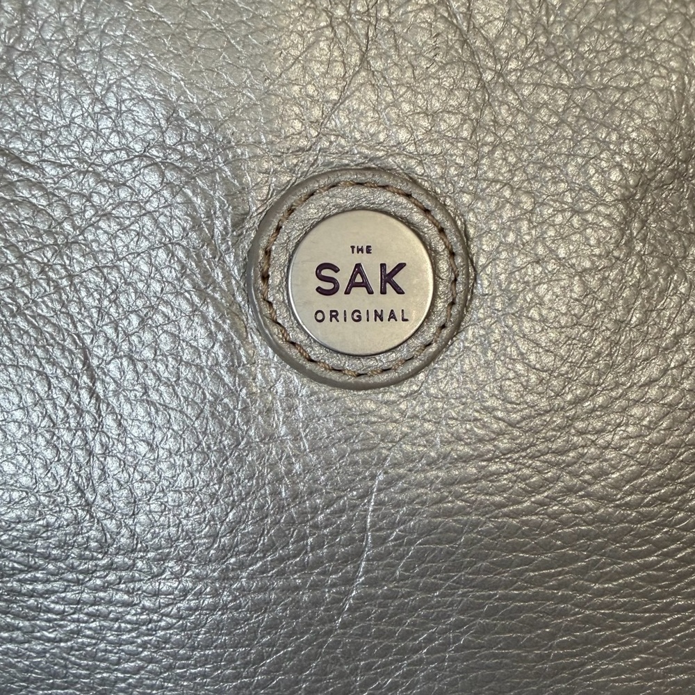 The Sak Original Metallic Leather Tote Shoulder Bag Silver - Picture 6 of 10